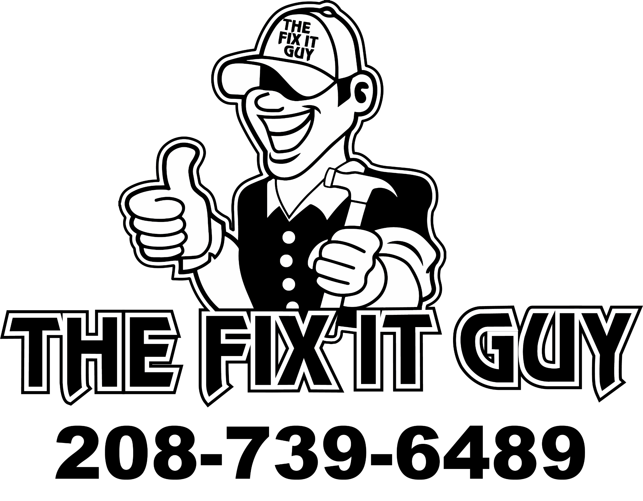 The Fix It Guy logo featuring a smiling worker holding a hammer